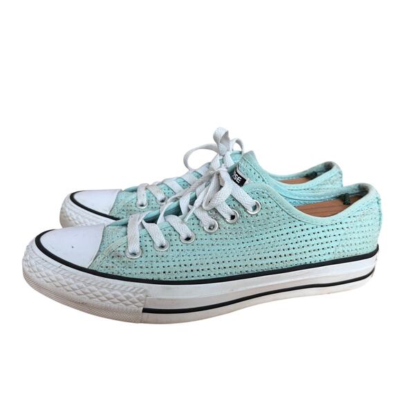 Converse All Star Lo Chuck Taylor Ox Motel Blue Perforated Womens Size 8 551623F - Picture 2 of 10